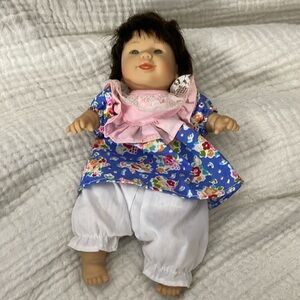 Vintage  Gi-go Toy Palm Dolls Beanie Clown 8" Beanbag Doll blue floral